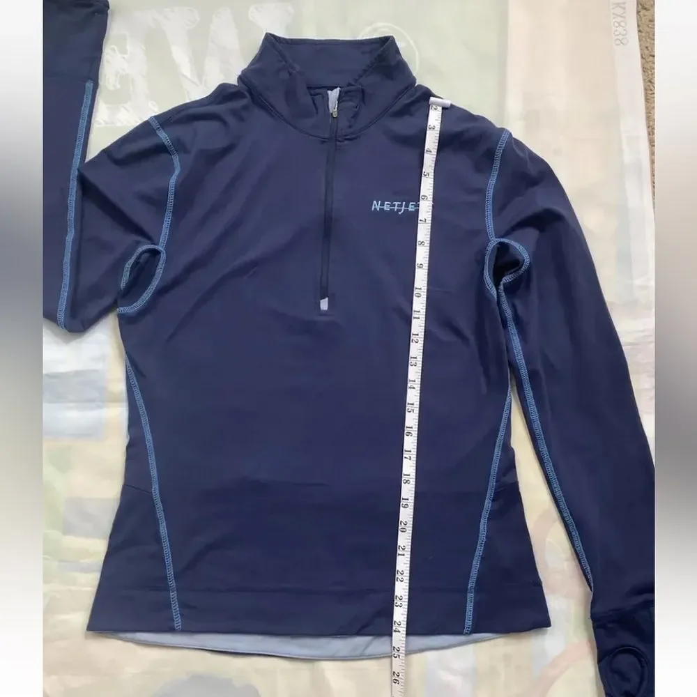 ALO Yoga CoolFit 1/2 Zip Long Sleeve Top Women's Medium Thumb Holes